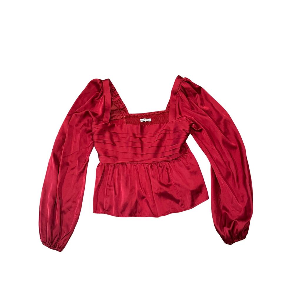 Abercrombie & Fitch, Emerson baby doll shiny
red satin long sleeve top small - Picture 5 of 7